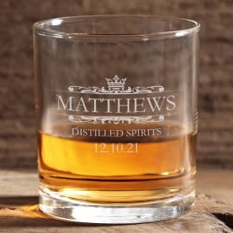 Distilled Sprits Engraved Whiskey Glass 11oz | Whiskey Glass Engraved Giftt