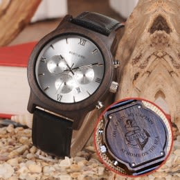 My Captain Ebony Nautical Wood Watch | Personalized Wristwatches