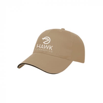 Khaki with Black Cotton Baseball Sandwich Cap Custom Logo