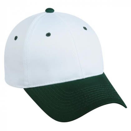 Structured Cotton Twill Cap with Embroidered Logo White/dark green