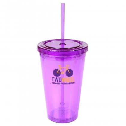 Translucent Purple 16 oz. Double-Wall Cool Acrylic Tumbler with Logo