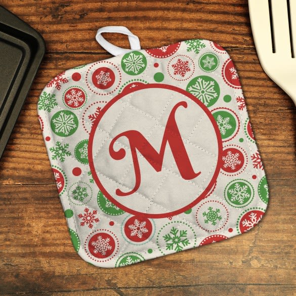 Falling Snowflakes Personalized Potholder