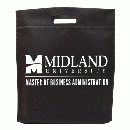 Black Die Cut Handle Non-Woven Trade Show Tote | Cheap Promotional Tote Bags with Die Cut Handles