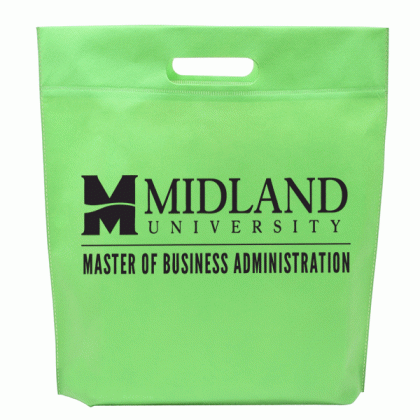 Lime Green Die Cut Handle Non-Woven Trade Show Tote | Cheap Promotional Tote Bags with Die Cut Handles