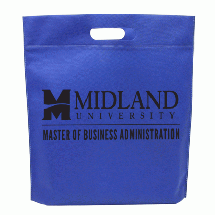 Reflex Blue Die Cut Handle Non-Woven Trade Show Tote | Cheap Promotional Tote Bags with Die Cut Handles