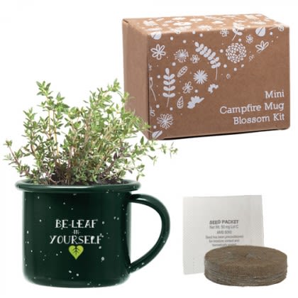 Imprinted Mini Campfire Mug Blossom Kit - Green