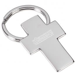 Engraved Silver Cross Key Ring