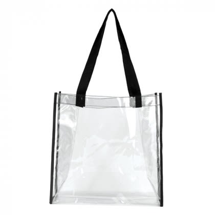 Custom Clear PVC Stadium Tote Bag -Black