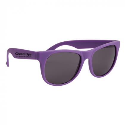 Rubberized Promotional Sunglasses with Business Logo Purple