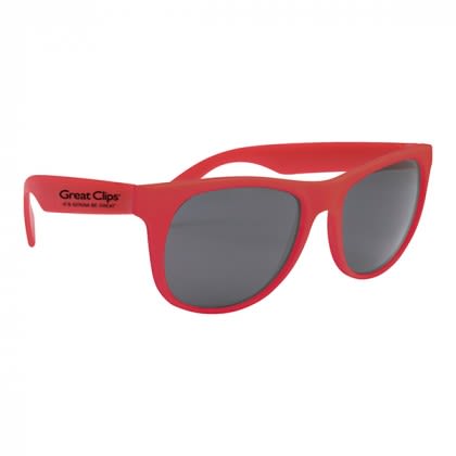 Rubberized Promotional Sunglasses with Business Logo Red