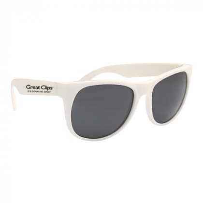Rubberized Promotional Sunglasses with Business Logo White