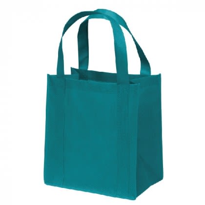 Small Reusable Tote Bag-Wide Gusset-Full Color Imprint - Teal