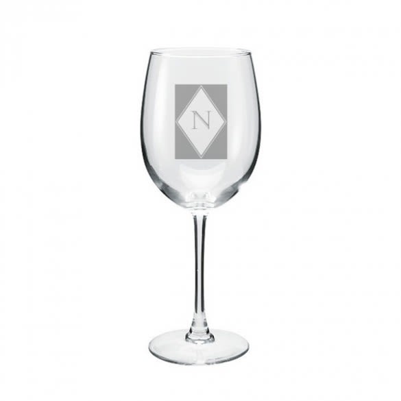 Set of Four Large Cachet Wine Glasses with Initial