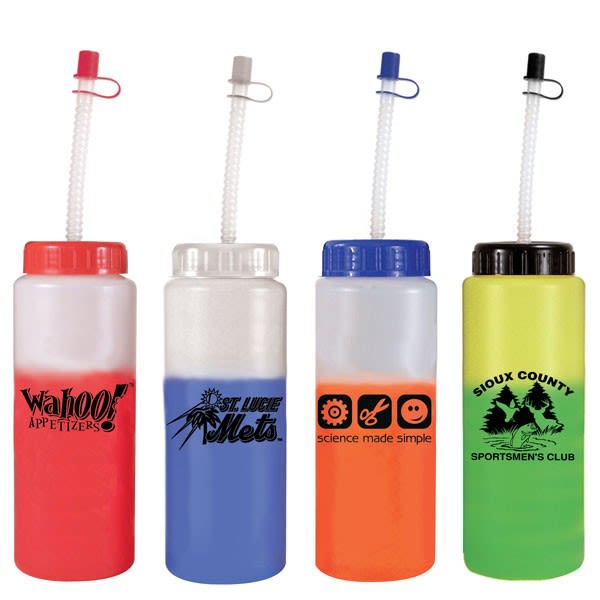 Giveaway Mood Sports Bottles With Flexible Straw (32 Oz., Full Color Logo)