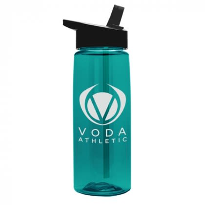 Tritan Flair Bottle with Flip Straw - Transparent Teal Bottle