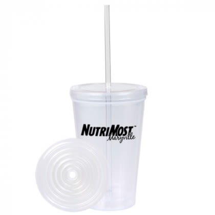 Economy 16 oz. Double-Wall Green Tumbler: Clear Economy 16 oz. Double-Wall Green Tumbler: Clear