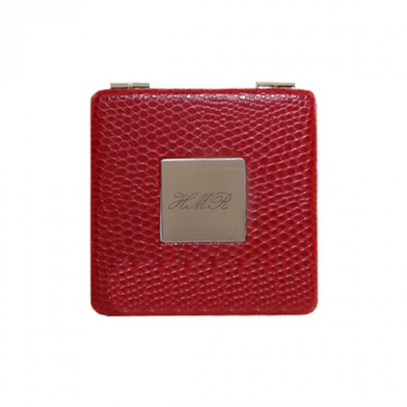 Custom Red Lizard Skin Compact Mirror