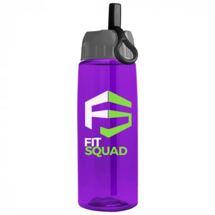 Imprinted Tritan Flair Bottle with Ring Straw Lid violet