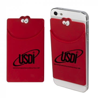 Promotional Novelty Cell Phone Wallets - Goofy Mobile Device Pocket - Red