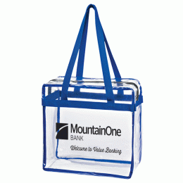 Royal Blue Clear Tote with Zipper | Cheap Custom Boat Bags