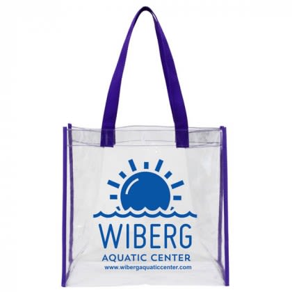 Clear PVC Stadium Tote Bag With Imprint Purple