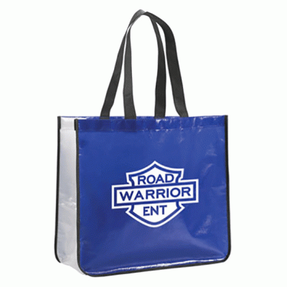 Best Laminated Promotional Polypro Tote Bags - 16" Laminated Tote Retailer - Blue