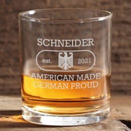 German Proud Custom Engraved Whiskey Glass | Personalized Germany Pride Etched Glassware