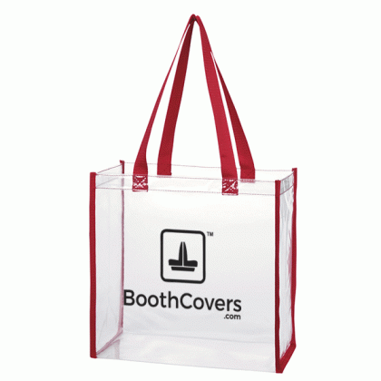 Clear Tote Bag with Color Trim- Red