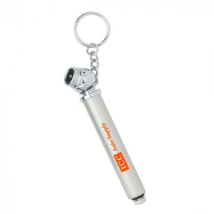 Custom Mini Tire Gauge Key Chain - Silver