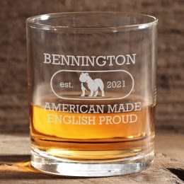 English Proud Personalized Whiskey Glass | Engraved England Pride Custom Glassware