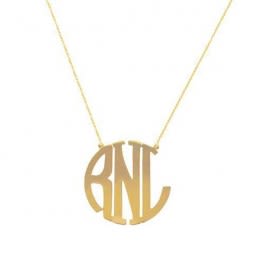 Gold Vermeil Block Monogram Necklace