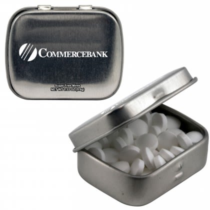 Imprinted Mini Hinged Mint Tin - Silver