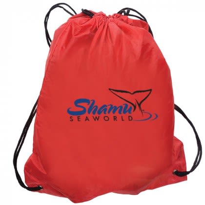 Premium Poly Promotional Drawstring Backpacks in Brilliant Colors - Red