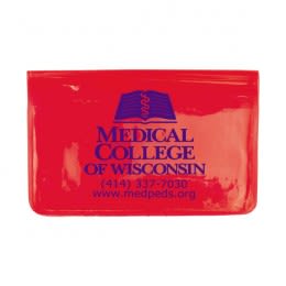 Logo Imprinted Stay Clean First Aid Kit - 10 Piece - Translucent Red