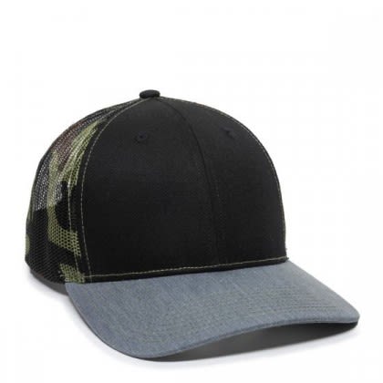 Custom Embroidered Ultimate Trucker Cap - Black/generic camo/heathered grey Custom Embroidered Ultimate Trucker Cap - Black/generic camo/heathered grey