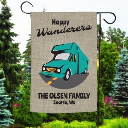 Happy Wanderers Personalized Garden Flag