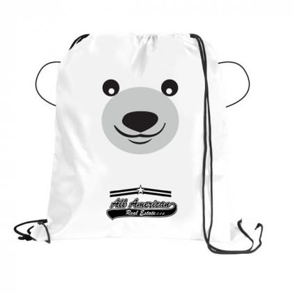 Custom Children’s Drawstring Backpacks | Paws ‘N’ Claws Sport Pack | Wholesale Animal Print Drawstring Backpacks - Polar Bear