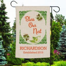 Bless Our Nest Customized Garden Flag | Customized Yard Decoration | Personalized Anniversary Gift | Personalized Housewarming