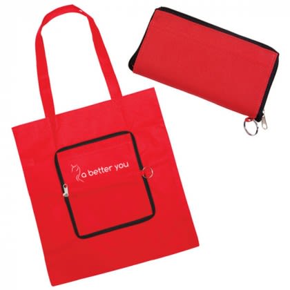 Promo fold away shopping bags with your company logo - Easy Fold-Away Tote - Red