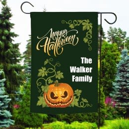 Happy Halloween Custom Garden Flag | Personalized Halloween Flag | Customized Garden Flag | Spooky Pumpkin Flag