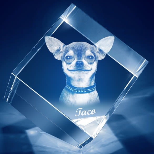 My Dog 3D Photo Engraved Diamond Cube Crystal | Custom Photo Collectibles