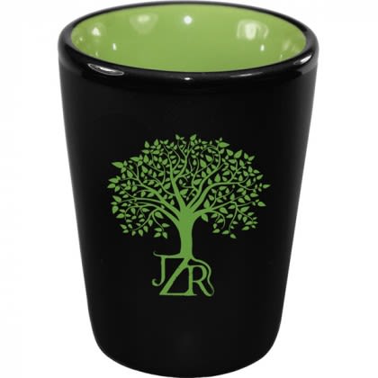 Black Matte 1.5 oz Custom Logo Imprinted Shot Glasses with Colored Interiors - Rye Green