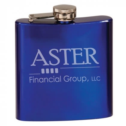 Engraved Blue Gloss 6 oz Flask