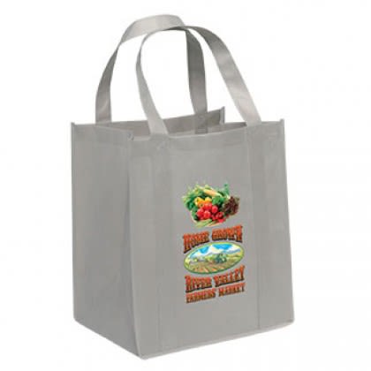 Heavy Duty Reusable Full Color Grocery Bag-Huge Gusset - Gray