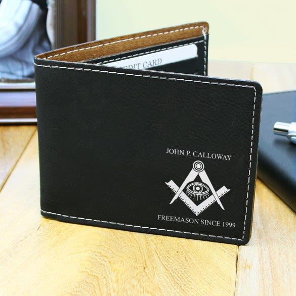 Personalized Black Masonic Wallet