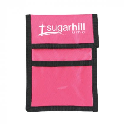 Custom Nylon Neck Wallet Badge Holder - Neon Pink
