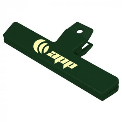 Large 6” Promotional Food Bag Clip - Personalized with Your Business Logo - Eco Dark Green