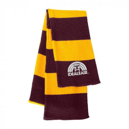 Sportsman Rugby Striped Knit Scarf - Logo - Maroon/gold