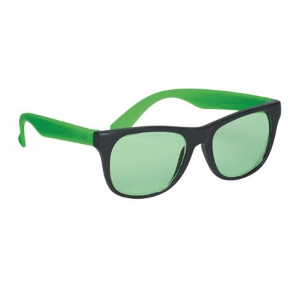 Promotional Tinted Lenses Rubberized Sunglasses - Green
