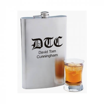 Stainless Steel Flask - Brush Finish - 64 Oz. - Personalized